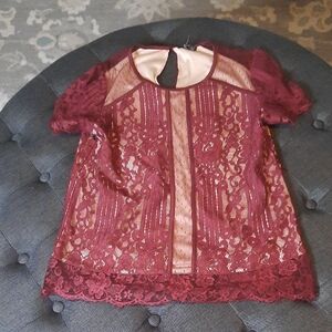 Express Burgundy Lace Blouse